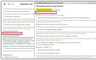 Заполнить штатное расписание в 1с
